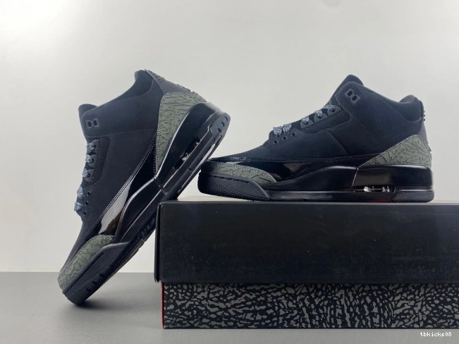 Rep TBkick CK9246-168 Jordan Air 3 Black Retro Cat 0803